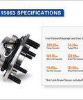 Knockout Quality Straight Up Front Pair Wheel Hub And Bearing Assembly Fits 2000 To 2002 Dodge Ram 2500 3500 4WD 8 Lug Setups With Abs Sensors Crafted For Rough Roads And Easy Installation 515063 specifications for hub dimensions.