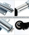 Close-up of Heavy Duty Spring Loaded Gate Roller Wheels Roll Like A Dream PU Swivel Casters for Metal Wood Fence Gates.