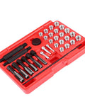 Pro Grade Glow Plug Thread Repair Kit 33 Piece Steel Set With M8x1 M10x1 M10x1.25 M12x1 M12x1.25 M14x1 Taps Insert Drivers Guide Pins