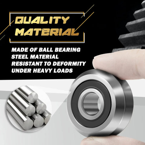 16 Pack RM2 2RS 3/8 Inch V Groove Roller Bearings Heavy Duty Shielded Precision Ball Bearings Linear Motion shown being held.
