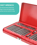 Professional 40 Piece Hexagon Wrench Socket Set Featuring Spline Drive Dual Hex Bits And Compact Storage Bag, open toolbox with gray hex bits.