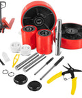 Complete Pallet Jack Wheel Replacement Kit With Dual 7x2 Steering Wheels, Dual 3x3.75 Front Load Rollers, Pre-Installed Bearings