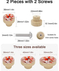 Kickass Red Floral Wooden Cabinet Knobs Solid Beech Drawer Handles One Point Four Inch Round Kitchen Cupboard Pulls with screws