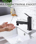 Game Changing Black Stainless Steel Bathroom Faucet With Pull Down Sprayer And Single Handle For Hot And Cold Water 360 Degree Swivel Spray Head Easy Install No Fuss Durable Metal Sink Tap in use with water flow