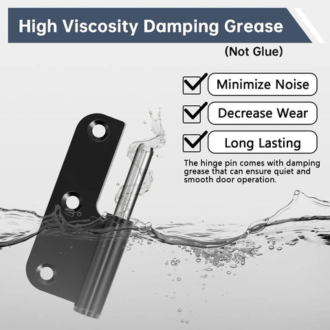 High viscosity damping grease for smoother door operation with Six Pack Three Inch Lift Off Door Hinges In Black With Quiet No Squeak Operation And Smooth Gliding Pins For Easy Left Side Cabinet Mounting Featuring Rock Solid Build And Zero Hassle Upgrades.