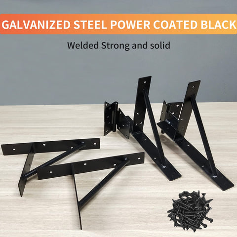 Heavy Duty Gate Corner Brace Kit No Sag Anti Sag Solid Iron Brackets in black with included screws for gate frames
