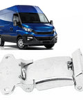 Heavy Duty Upper Rear Door Hinge Replacement Pair For Daily Trucks 2014 Plus, close-up of steel hinge for Nissan Daily van.