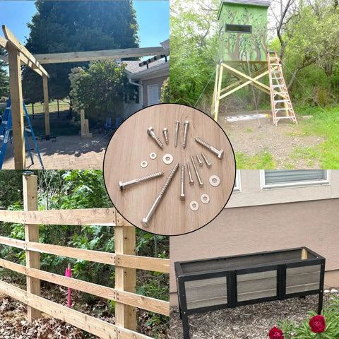 High Grade 25 Pc 1/4X2 Inch Hex Lag Screws Heavy Duty 304 Stainless Steel Rustproof used in garden framing and DIY builds.