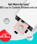 All In One Color Sticker Printer And Cutter For DIY Crafters And Custom Labels And Gifts With Thermal Dye Sublimation 300 DPI And Precise AI Auto Cutting, displaying Mother's Day sticker being printed