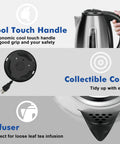 Stainless Steel Electric Kettle 1.8 Liter Fast Boil Tea And Coffee Kettle With Auto Shut Off Boil Dry Protection features
