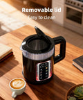 Electric Tea Kettle With Temperature Control And Glass Body For Tea And Coffee Daily Driver Smart Water Boiler on a table