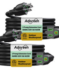 Heavy Duty Outdoor Extension Cord 50 FT 2 Pack 16 AWG Grounded 3 Prong 13 Amp Power Cable Built Like A Tank Weatherproof SJTW Electric Cable