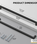 Top Shelf Black Stainless Steel Cabinet Handles And Drawer Pulls Featuring 12 5/8 Inch Center Spacing dimensions with screws.