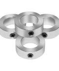 7/8 bore zinc plated shaft collars with set screws in a 4 pack, showcasing durable carbon steel construction and corrosion resistance.
