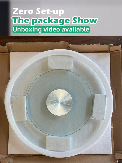 Unboxing of 30.7 Inch Glass Turntable For Dining Table Large Round Serving Plate with Swivel Assist System in packaging