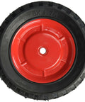 8-Inch Semi-Pneumatic Rubber Tire, Steel Hub with Ball Bearings, Diamond Tread, 1/2-Inch Bore Offset Axle,Black, front view