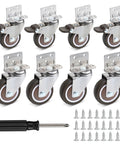 8 Pack 2 Inch L Shape Caster Wheels With Brakes And Without Brakes, side mount furniture casters with screws and screwdriver