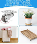 8 Pcs Small Caster Wheels - 1/2" Mini Low Profile Swivel Casters, Self-Adhesive Plate Rollers for Furniture, Kitchen Appliances, Planters, Trays & Light-Duty Projects.