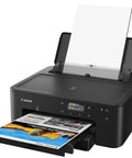 PIXMA TS702a Wireless Single Function Printer With AirPrint And Mopria, Energy Star certified, shown with photo paper tray and document output.