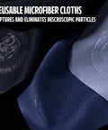 cellhelmet See Lion Swipes microfiber cleaning cloths, ultrasoft, black and navy, 2-pack, close-up view