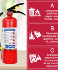 5 Lb ABC Dry Chemical Fire Extinguisher With Quick Release Handle Rated 2A 10B C showing instructions for types A, B, and C fires.
