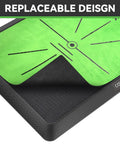 Close-up of Premium Golf Hitting Mat With Swing Path Feedback showing replaceable velvet turf detail and design