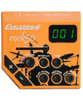 Kid Friendly Three Piece Junior Electronic Drum Kit With Snare Pad Tom Pad And Cymbal Pad Bass Pedal And Drumsticks ROCK50 control module.