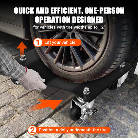 Heavy Duty Car Dolly Set Of 4 Rock Solid Steel Build With Dead Simple Locking Casters And 10000 Lbs Capacity to lift vehicle tires.