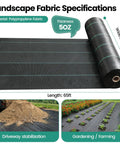 Heavy Duty Weed Barrier Landscape Fabric 13x65 Ft 5 Oz Geotextile Under Gravel Weed Blocker for gardens and driveways use