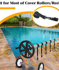 Upgraded Pool Solar Cover Reel Strap And Clip Kit Featuring Serrated Teeth Clamps That Lock Solid Without Slipping Fits Big Inground Pools with adjustable straps.