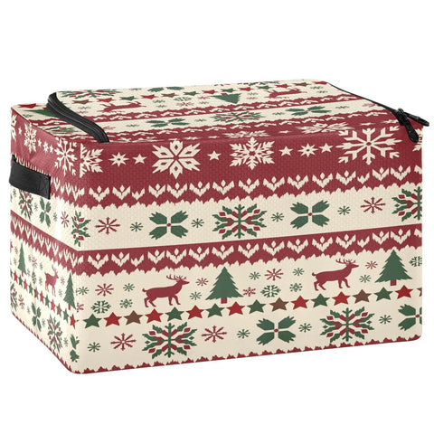 No Sweat Heavy Duty Foldable Storage Bin With Clear Front Window And Dual Zipper Openings For Effortless Seasonal Item Organization Featuring Cheerful Holiday Stripes, polyester, 16.9 x 11.4 x 10 inch.