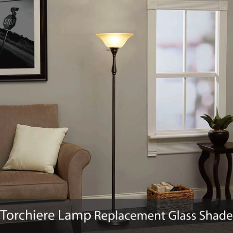 Alabaster Glass Lamp Shade Replacement for Medium Base Sockets, 11.5 Inch Diameter, Torchiere Light Installation