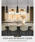 Three black pendant lights over kitchen island, modern farmhouse style, Two Pack Industrial Pendant Lighting Set Modern Farmhouse Black Mini Hanging Lights For Kitchen Island Dining Room Living Room And Hallway Sleek Black Finish With Subtle Gold Accent For Dope Cozy Vibe At Home VF1911PTBK