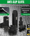 Five Piece O2 Sensor Socket Kit For Auto Repair With Oxygen Sensor Wrench on metal surface, showcasing sockets and chasers.