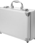Badass Heavy Duty Aluminum Alloy Tool Box With Reinforced Carry Handle And Secure Latch System For Shop Ready Mechanics And Field Maintenance Portable Storage Case, closed with secure latches.