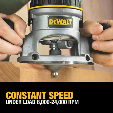 Fixed And Plunge Base Router Kit With Soft Start And Electronic Variable Speed, 12 Amp Motor demonstrating constant speed on wood
