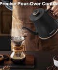 Gooseneck Electric Kettle 0.8L For Pour Over Coffee And Tea With Precision Spout Stainless Steel Inner Lid And Bottom Auto Shut Off Boil Dry Protection Black For Coffee Nerds And Tea Lovers Who Want That Barista Style Pour Every Time