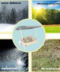 Outdoor Swing Canopy Replacement Cover For 3 Seat Gray Waterproof Swing Covers with snow, UV, rain, and dust protection benefits.