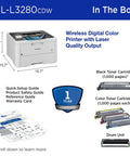Wireless Color Laser Printer With Duplex Printing, Compact Design, Mobile And Ethernet Connectivity, Alexa Compatibility, And Laser Quality Output for offices.