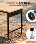 Beefy 48 Inch Adjustable Heavy Duty Workbench With 2000 Lbs Load Capacity shown on uneven surface with adjustable feet.