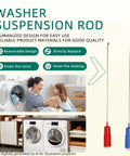 Heavy Duty Washer Suspension Rods Kit Wh16x26908 Wh16x26909 Shock Absorbers For Ge Hotpoint Washing Machine, red and blue design.
