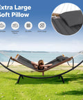 Portable Standing Patio Hammock With Foldable Steel Stand, Heavy Duty Frame Supports Up To 475 Lbs For 2 To 3 People, Dark Gray