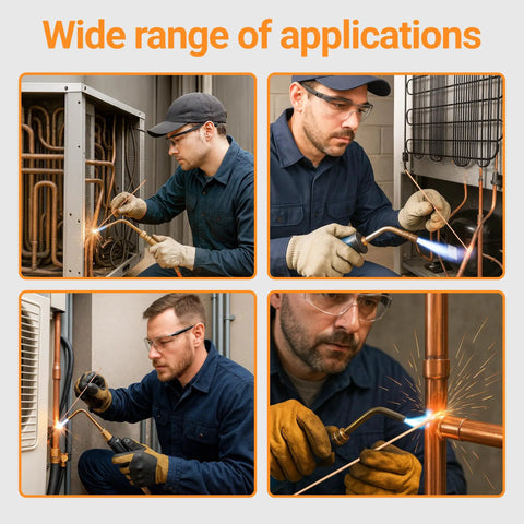 No Nonsense 15 Percent Silver Brazing Rods With Phos Copper Fluxless Alloy For Heavy Duty Hvac And Refrigeration Copper Pipe Joining 10 Piece Set Pro Grade in use for HVAC applications.