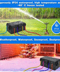 Heavy Duty Outdoor Electrical Box With Six Cable Ports And Ip54 Waterproof Cover on grassy area in rain, protecting cords from weather.
