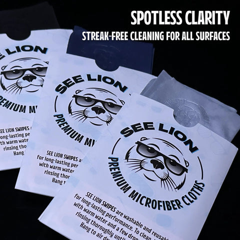 See Lion microfiber lens cleaning cloths, three-pack; ultrasoft, reusable for glasses and screens