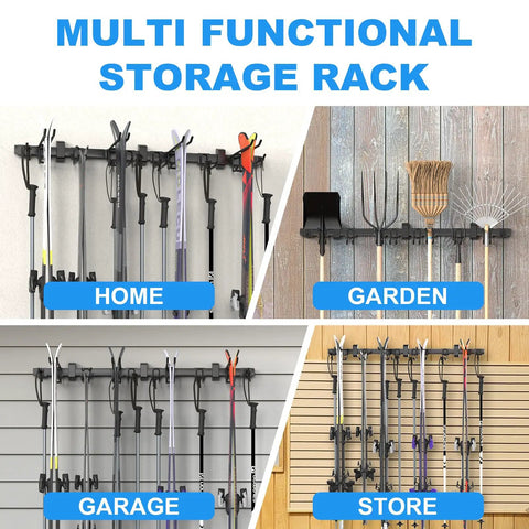 48 Inch Ski Rack Wall Mount With Hella Heavy Duty Holders For Garage And Shed Featuring Grippy Rubber Clamps Holds 12 Pairs Skis Snowboards mounted in home and garage.