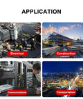 Four images showing applications of Portable Cable Cutting Kit With Carry Case And Dual Batteries Electric Hydraulic Wire Cutter.