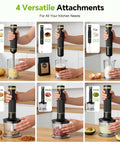Kitchen Beast 1200W Handheld Immersion Blender Kit With Five Must Have Attachments used to blend various foods.
