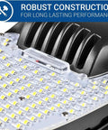 Close-up of Hella Bright LED Shoebox Corn Light Bulb showcasing durable housing and LED array for street and security lighting