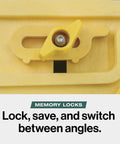 Close-up of memory locks on the Slick Microdial Tapering Jig for Hella Precise Table Saw and Band Saw Angles.